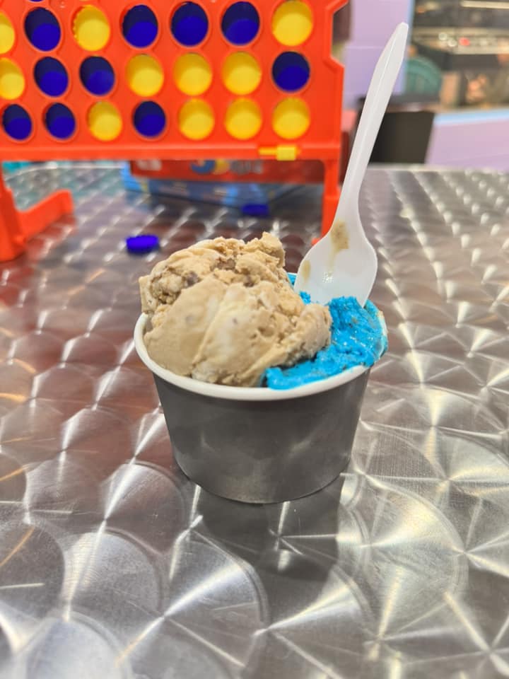 Cookie Monster gelato peanut butter gelato